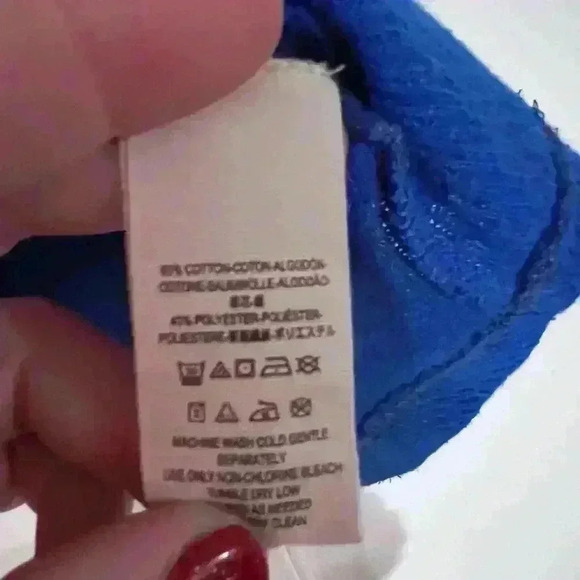 Free People Royal Blue Puff Long Sleeve Mock Neck Sweater- Size Medium- EUC - Picture 5 of 5